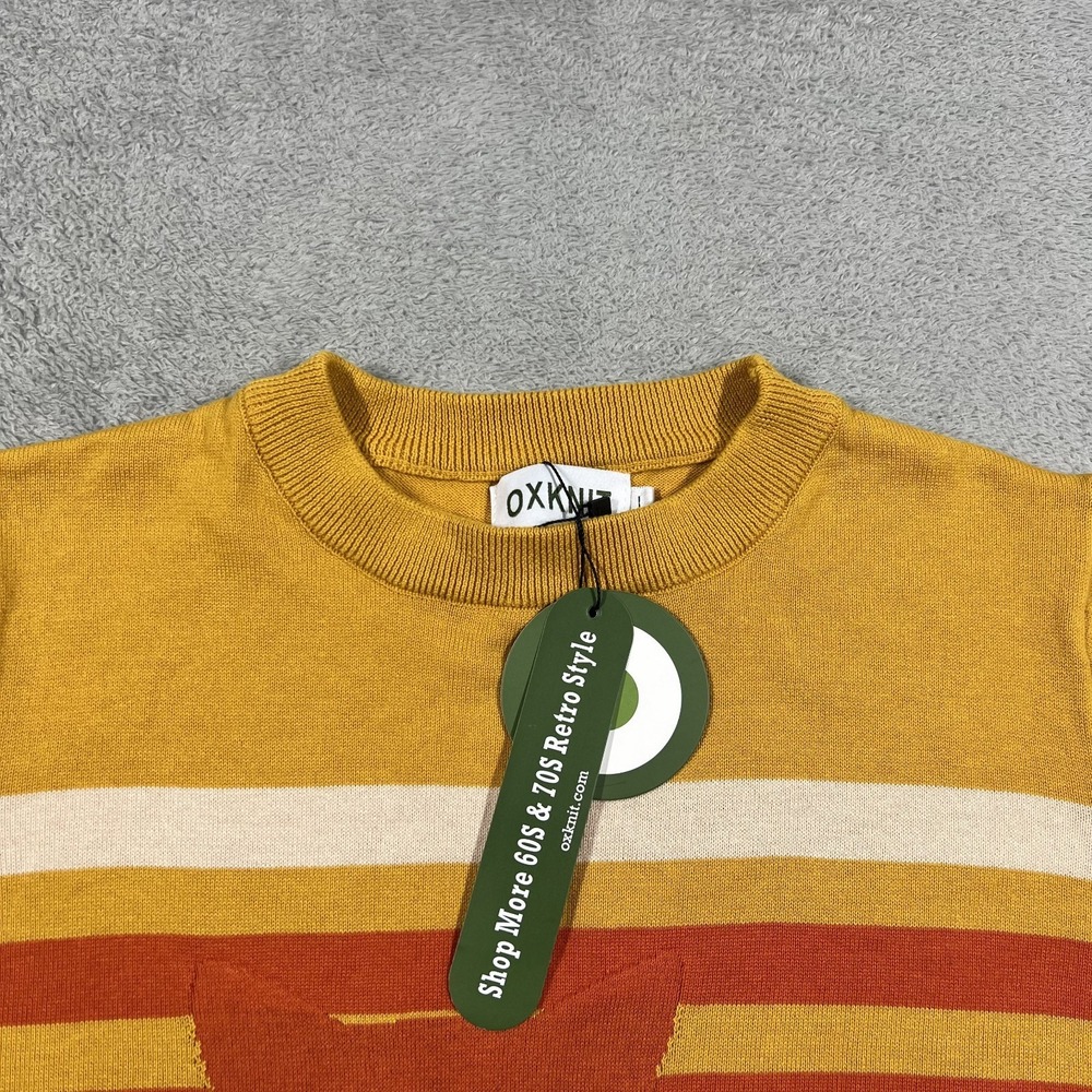 OXKNIT Sweater Womens Large Fox Graphic 60s 70s Retro Crewneck Knit New - Picture 3 of 11